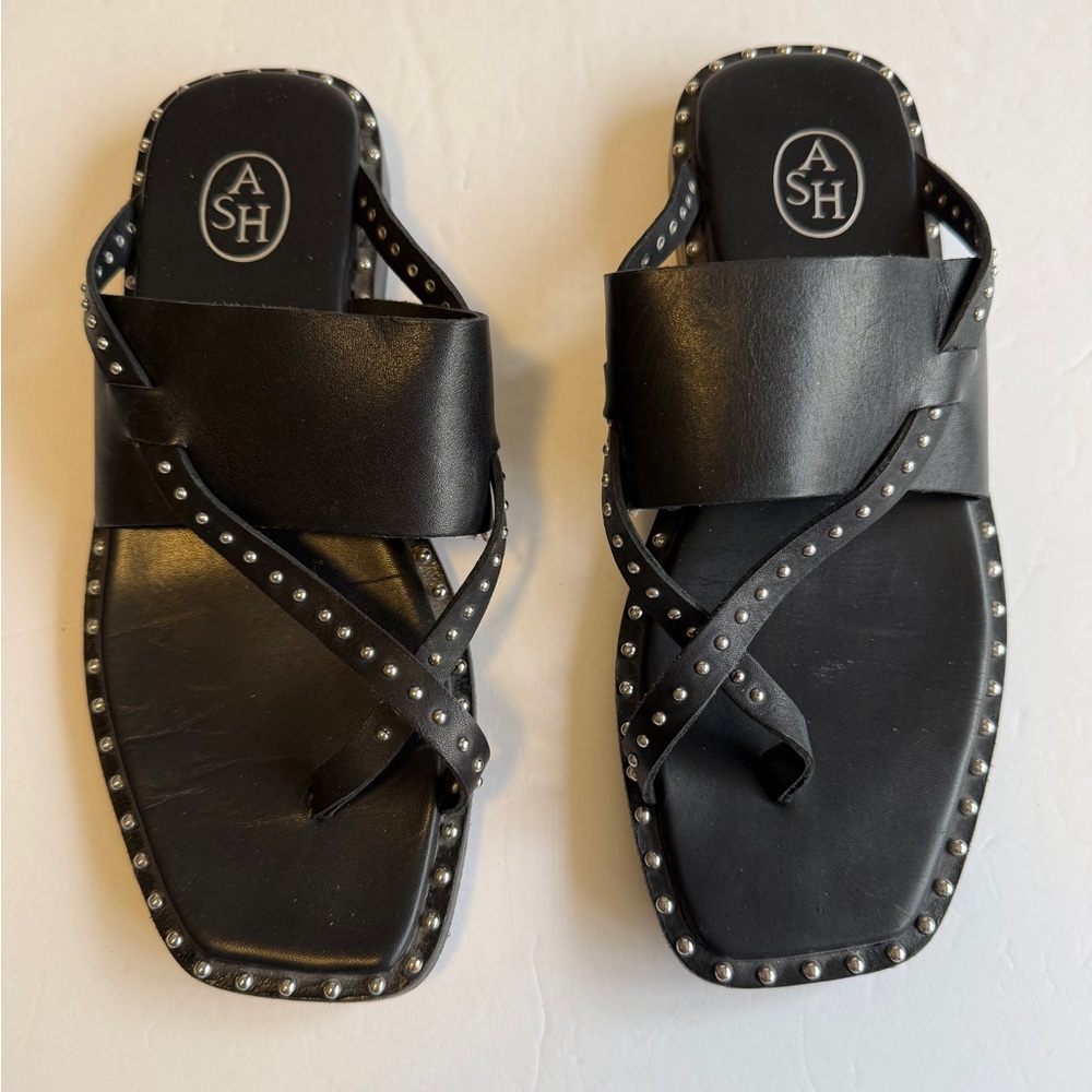 Ash Black Leather Sole Sandals